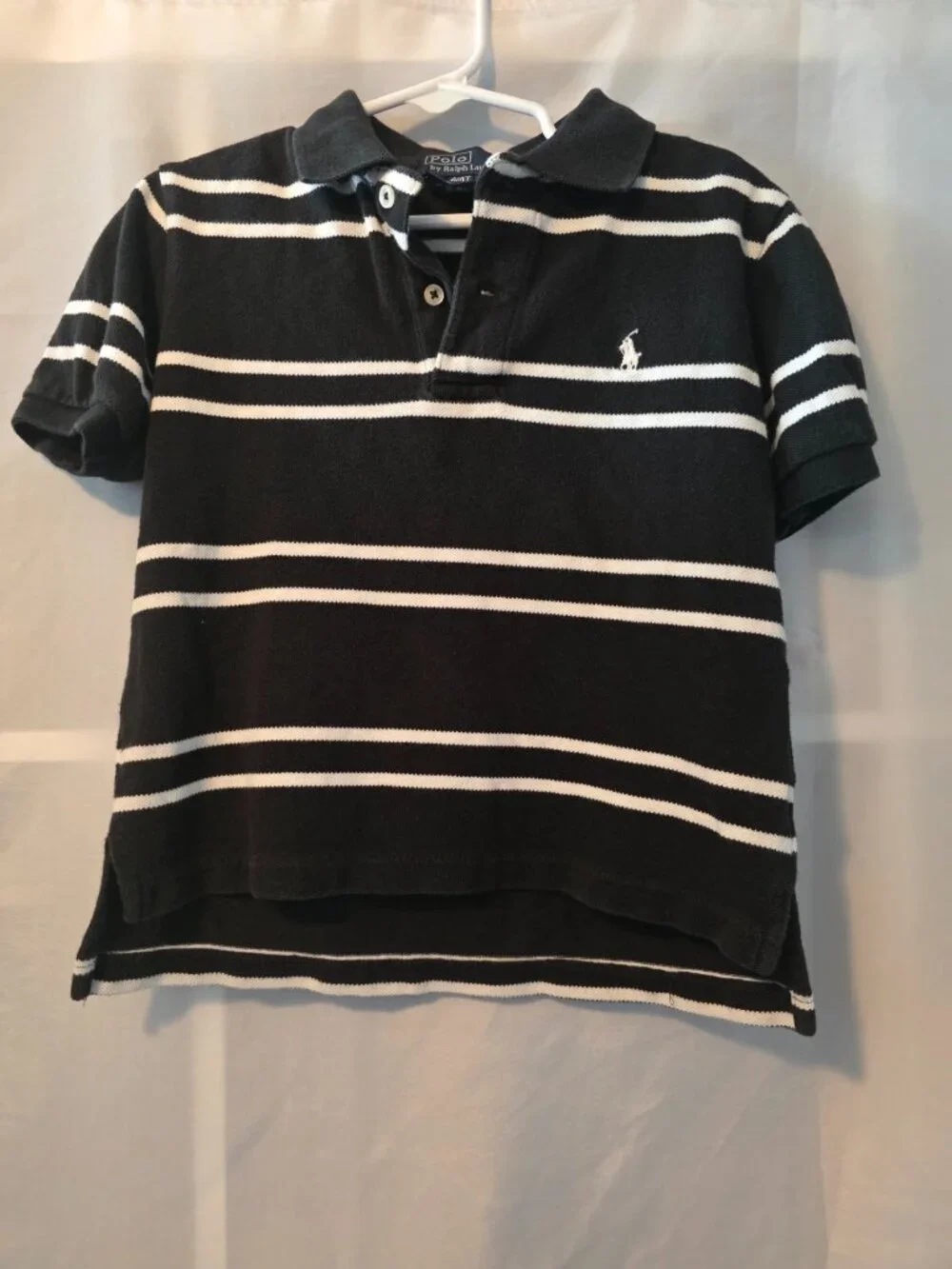 Kids Polo Ralph Lauren Black/White Stripe Polo, Size 4T